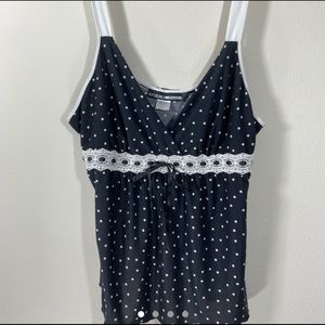 cami tank with lace trimming and bow